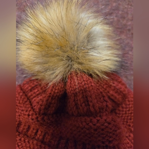 C.C. Puffball Beanie In Burnt Orange - Picture 3 of 5